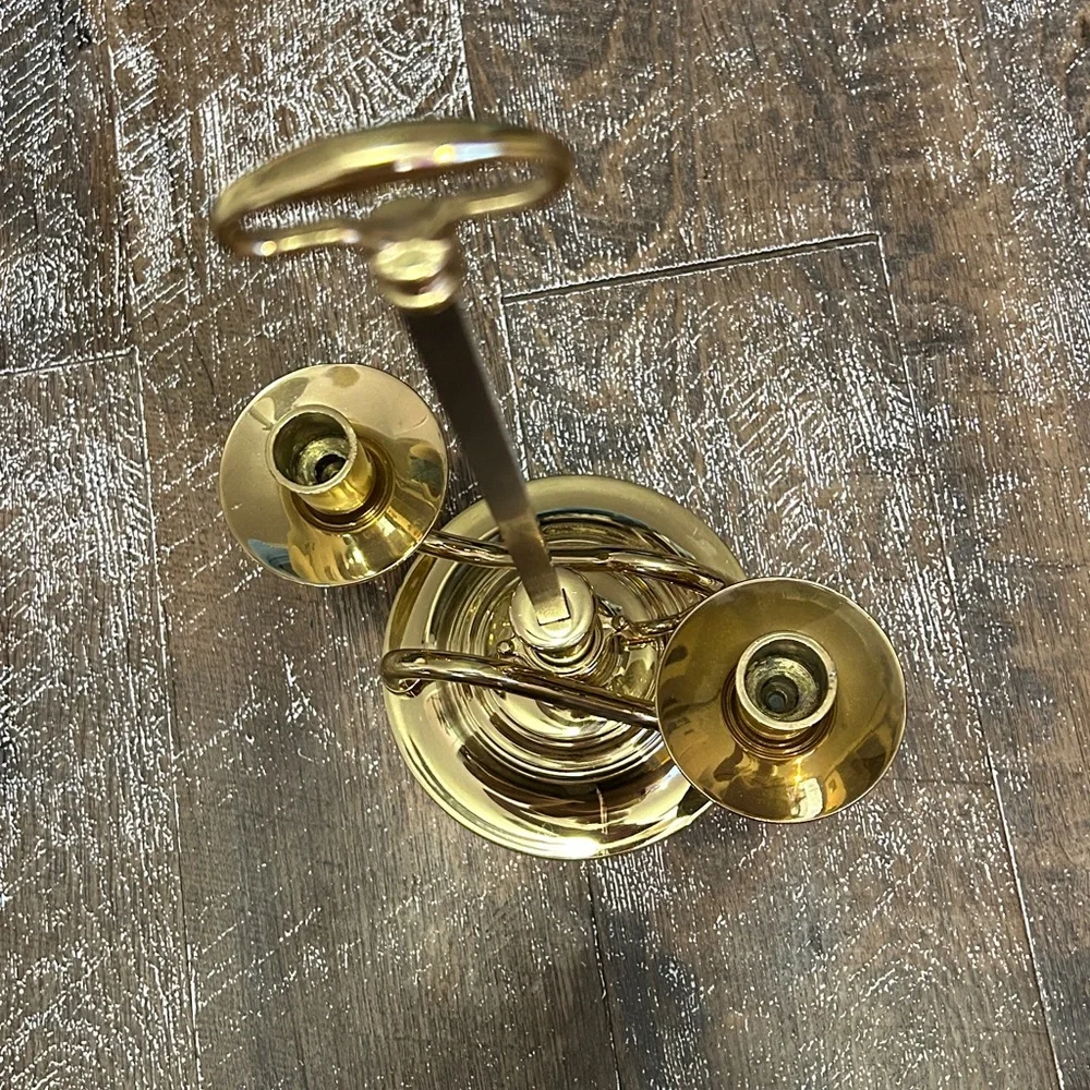 Vtg Baldwin Brass Double Serpentine Candelabra‎ Candle Holder 15.75